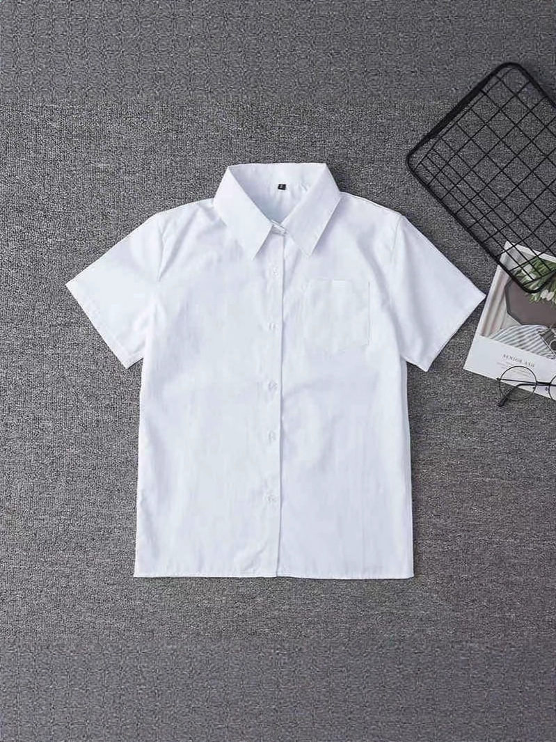 Primary and Secondary School White Shirts Long-Sleeved Business Professional Workwear Loose White Shirts Men's Short-Sleeved Men's and Women's Casual Same Style