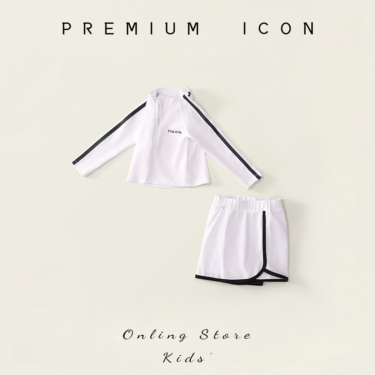 Girls' Long-Sleeved Swimsuit 2025 Summer New Style Casual Sports Style Swimsuit Two-Piece Set for Small and Medium-Sized Children Dropshipping