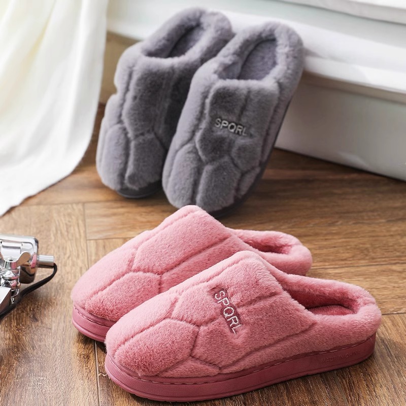2024 Cotton Slippers for Women Autumn and Winter Indoor Furry Warm Confinement Shoes Home Non-Slip Wear-Resistant Cotton Slippers Wholesale Fleece-Lined