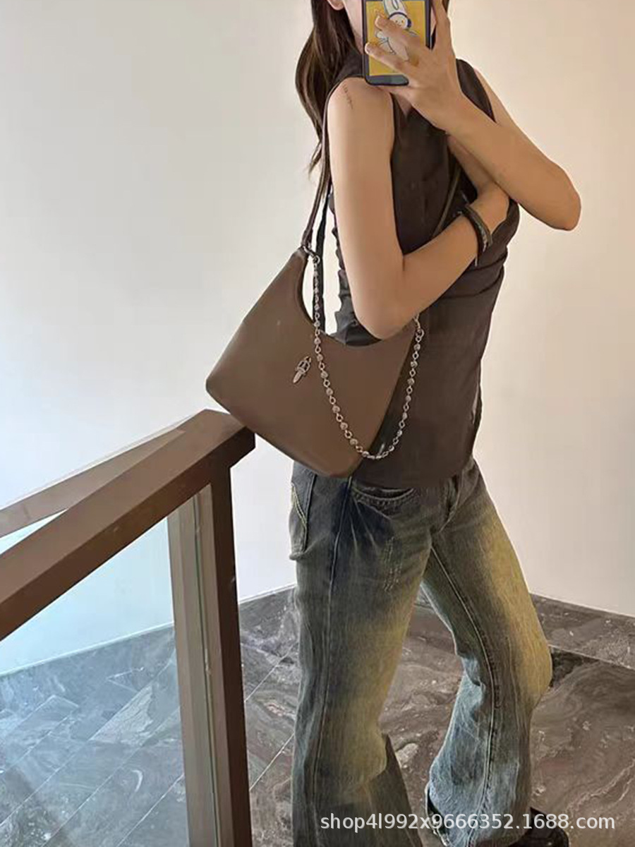 Ch Viv Trendyy Cross Genuine Leather Women's Bag High-End Accessible Luxury Commuter Crossbody Shoulder Bag Armpit Bag