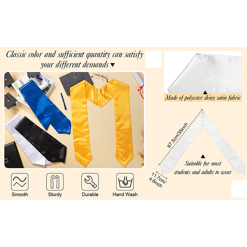 Bachelor's Uniform Graduation Shawl Ribbon Pure Color University Adult Ceremonial Tablet Shawl Honor Printable Logo Dress
