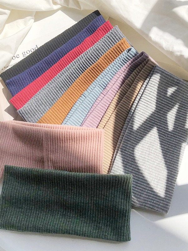 European and American Amazon Solid Color Knitted Hair Band Korean Stretch Hair Band Sports Fitness Headband Cross-border Hot Selling Hair Accessories