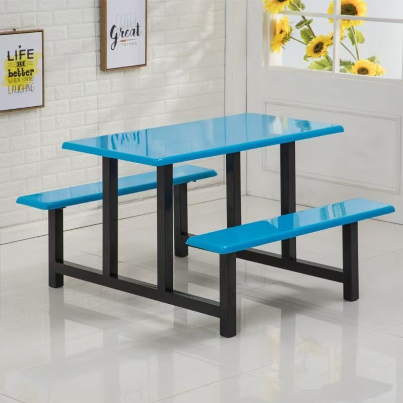 School Cafeteria One-Piece Dining Table Factory Employee Restaurant Stainless Steel Dining Table and Chairs 4 People 6 People 8 People Dining Table and Chair Combination