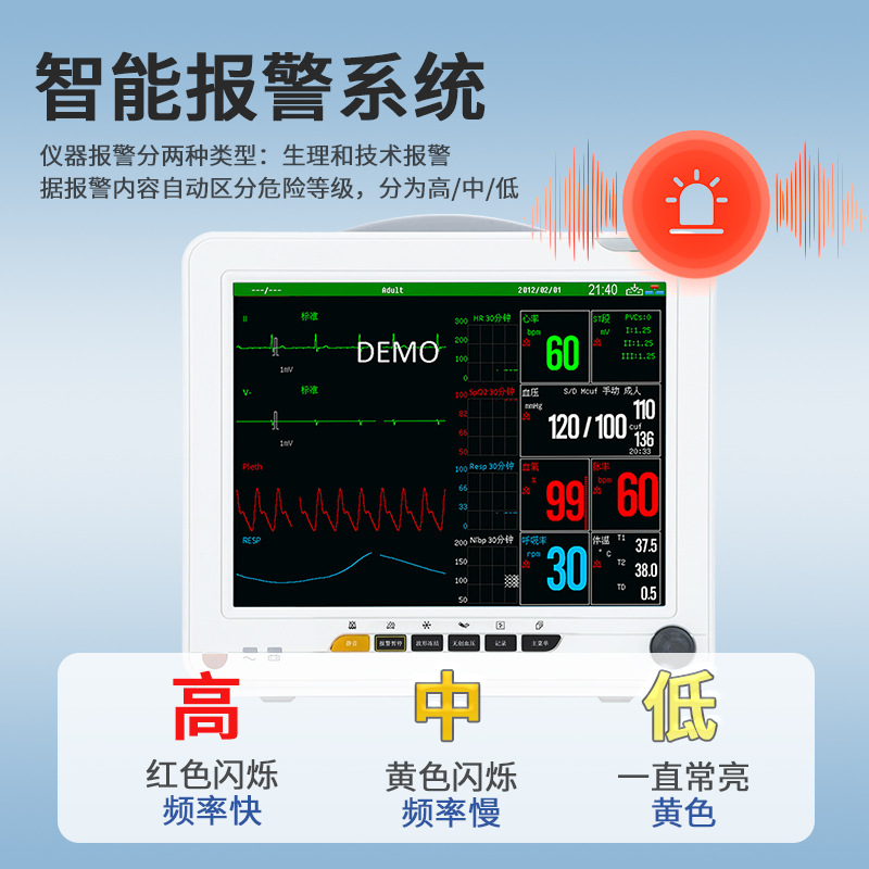 Schbasui Medical Ecg Monitor Multi-Parameter 24-Hour Real-Time Detection Bed Hospital Clinic