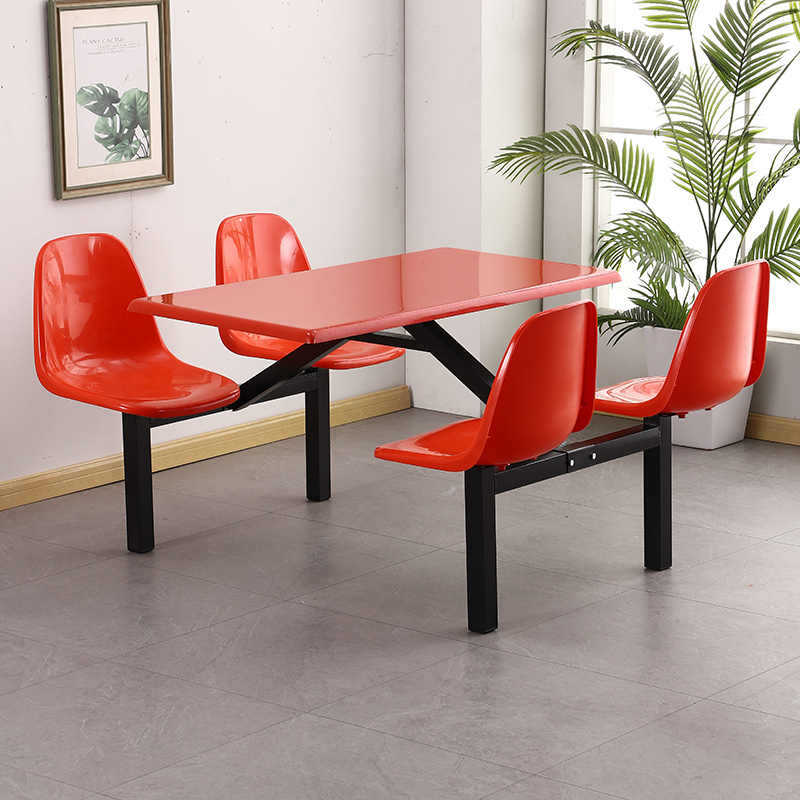 School Students Stainless Steel Dining Hall Dining Table and Chair Combination with Backrest 8 Staff Dining Hall Chair conjoined fast food table and chair