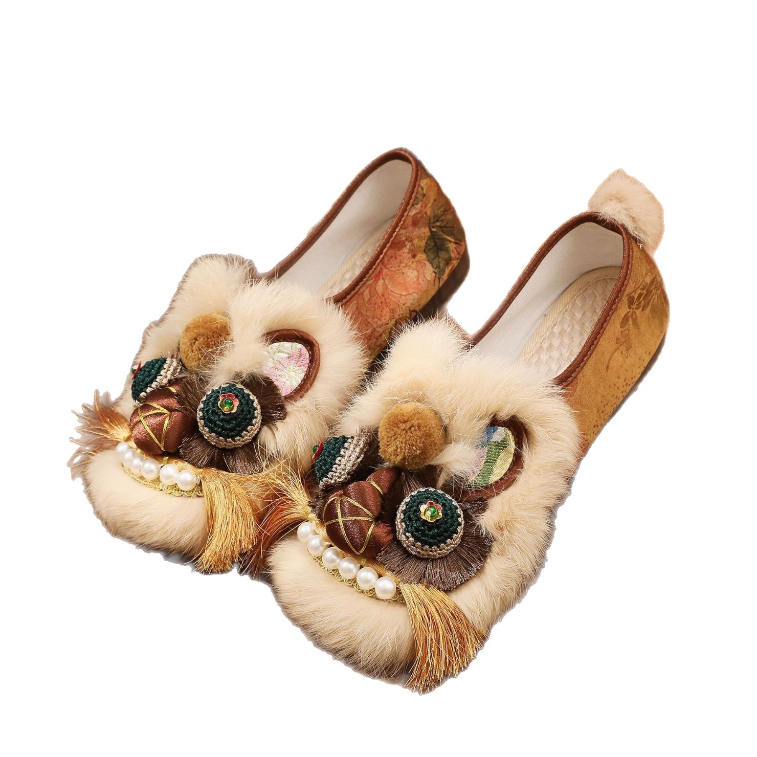 Spring New Ethnic Style Adult Tiger Head Women's Shoes Handmade Embroidered Shoes National Trend Retro Flat Folk Cloth Shoes for Women