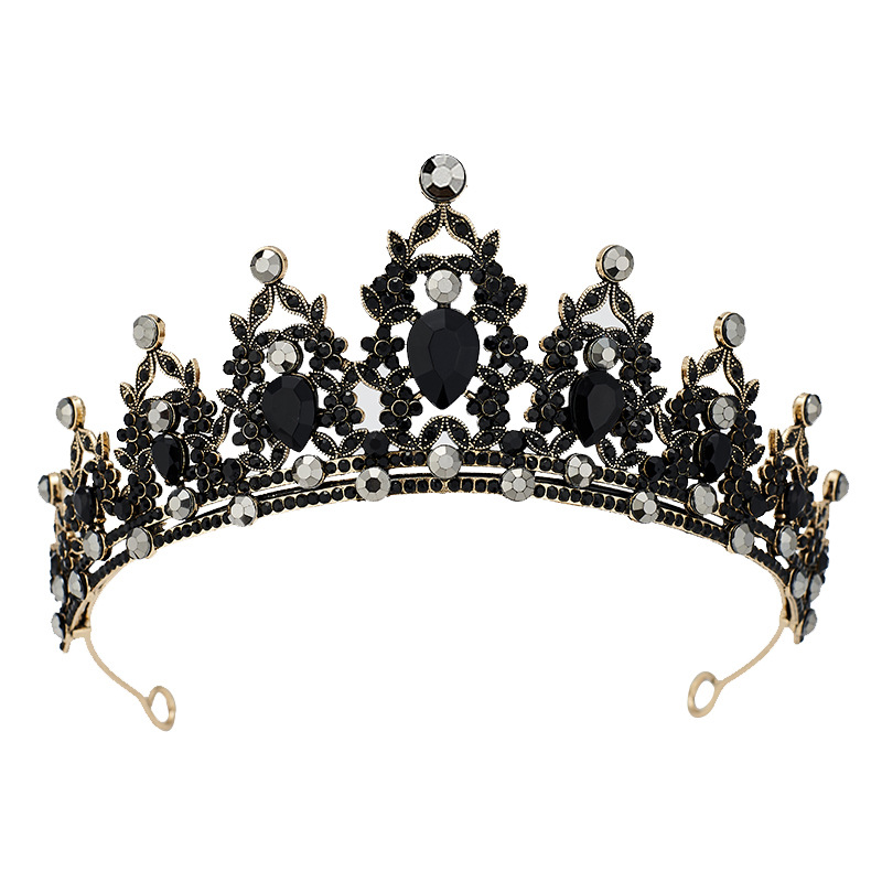 European and American Bridal Crown Headwear Cross-Border Colorful Rhinestone Headband Baroque Alloy Crown Wedding Dress Accessories