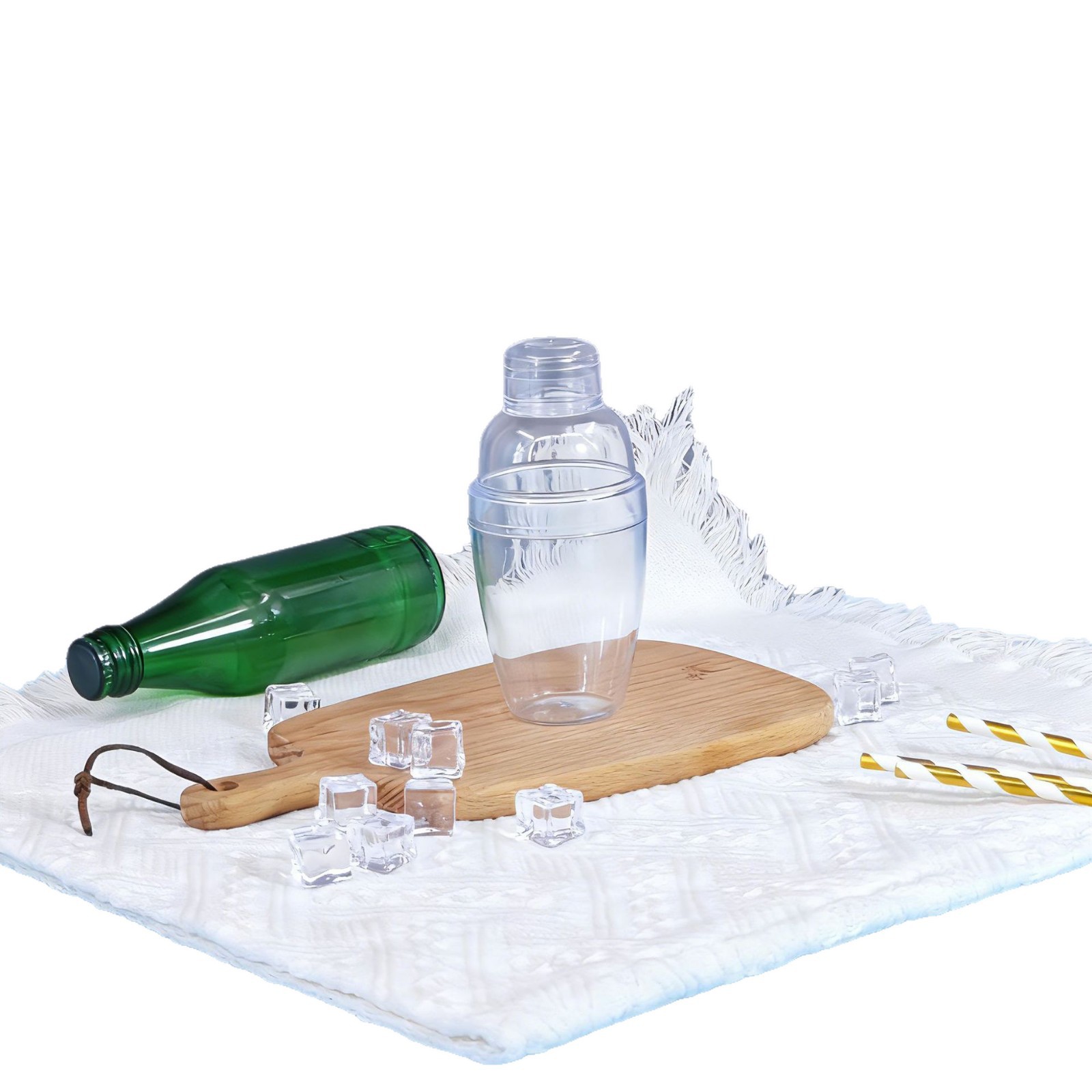 Customized New Cocktail Glass Whiskey Cocktail Shaker Milk Tea Shaker Plastic Transparent Ps Shaker Cup