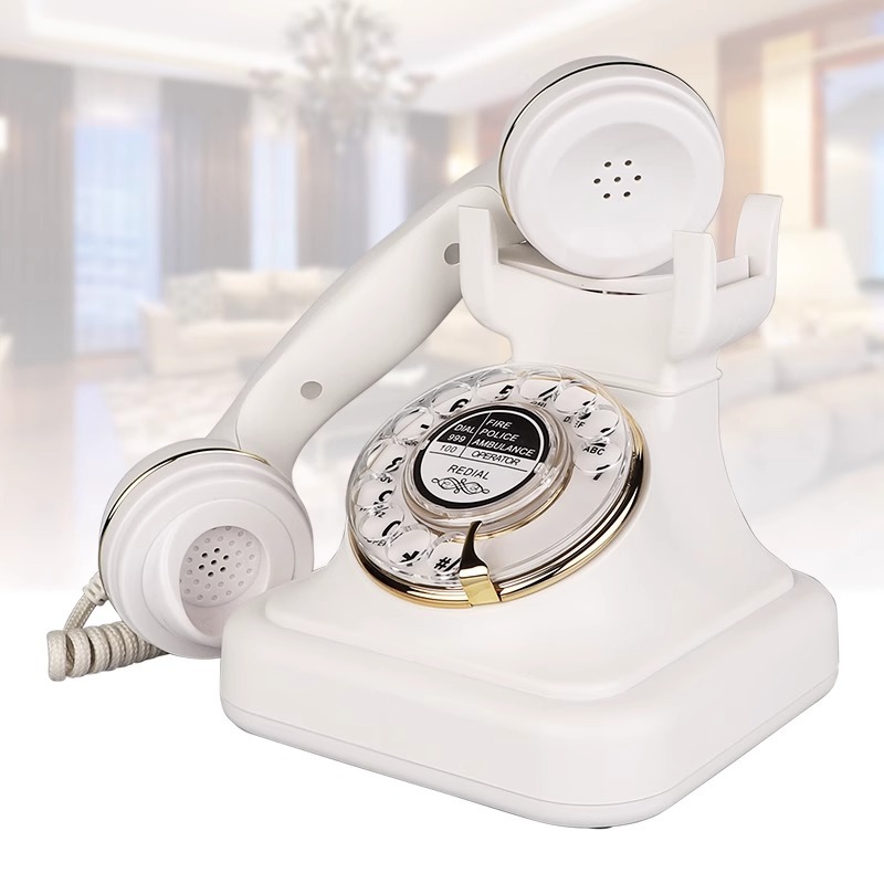 European Antique Telephone Landline Home Retro Telephone Fashion Creative Old-Fashioned Rotary Craft Button Telephone