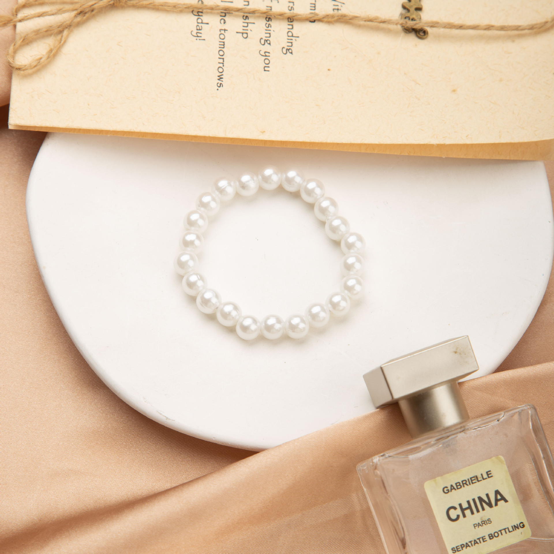 Live Explosions Simple Round 8MM Pearl Bracelet Niche Sweet High Imitation Plastic Beaded Bracelet for Men and Women