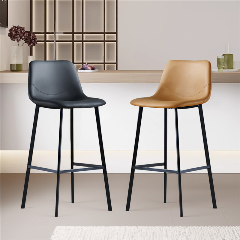 Italian Bar Chair, Light Luxury and High-End, Home High Stool with Backrest, Modern Simple Bar Chair, Front Desk, Not Tired after Sitting for a Long Time