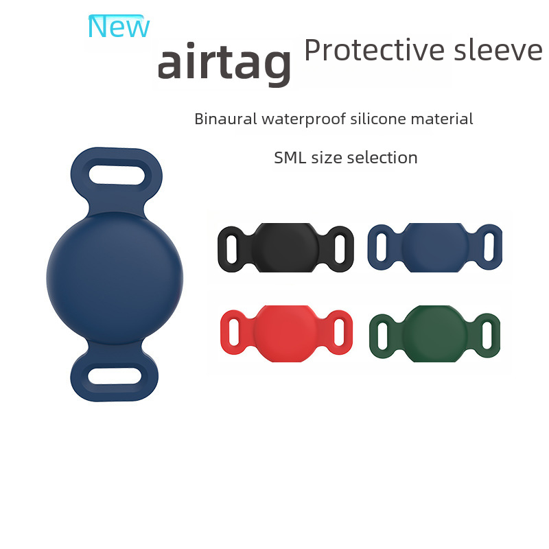 Binaural Apple Locator Silicone Case for Airtag Protective Case Waterproof Anti-lost Pet Collar Tracker