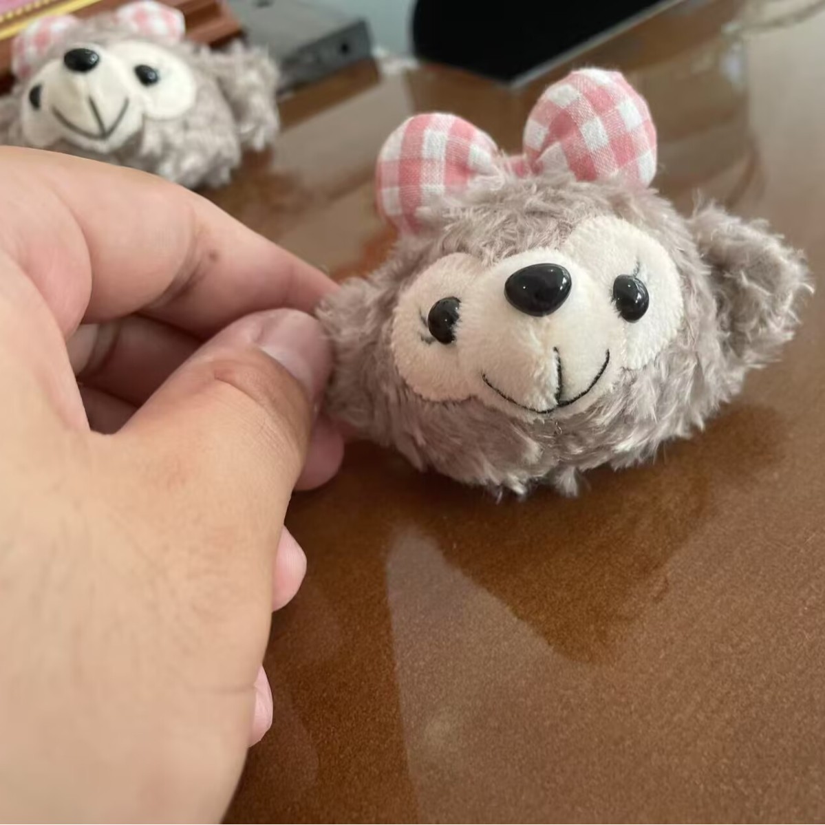 Cute Cartoon Duffy Bear Head Shirley Rose Plush Toy Hairpin Bag Accessories Wholesale Doll