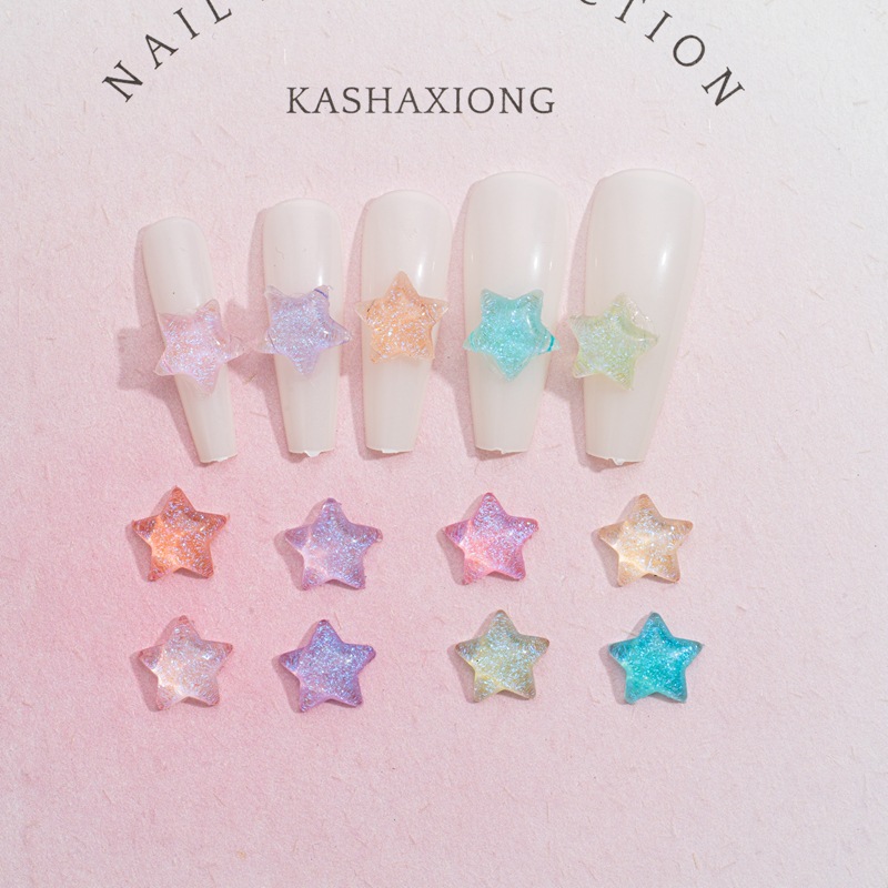 New luminous mocha star nail jewelry wear nail sticking Diamond five-pointed star diy clothing phone case headdress