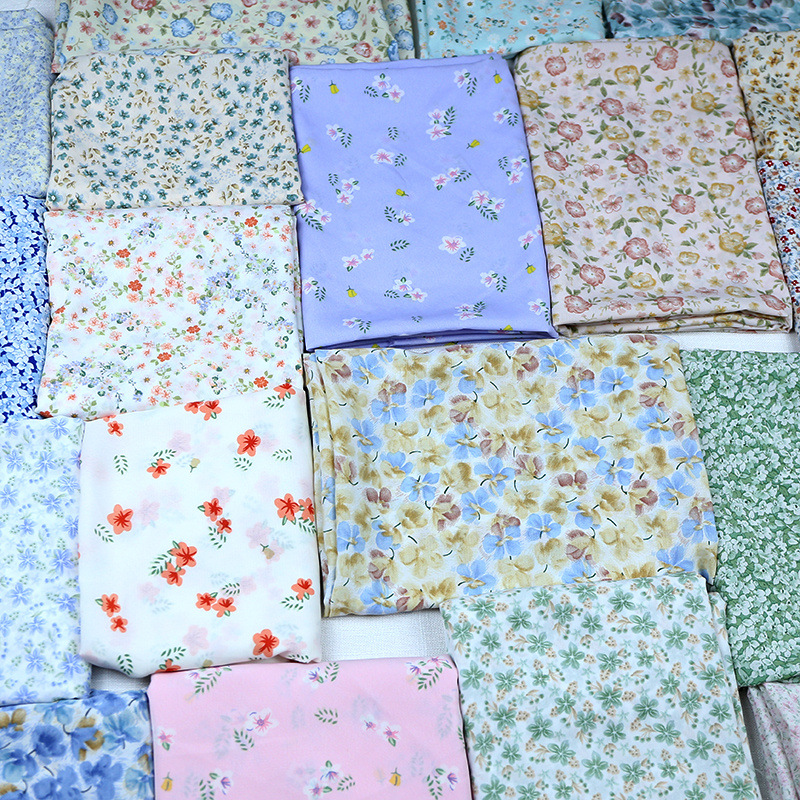 Korean silk printed chiffon fabric opaque printed chiffon summer cool flower skirt dress shirt fabric