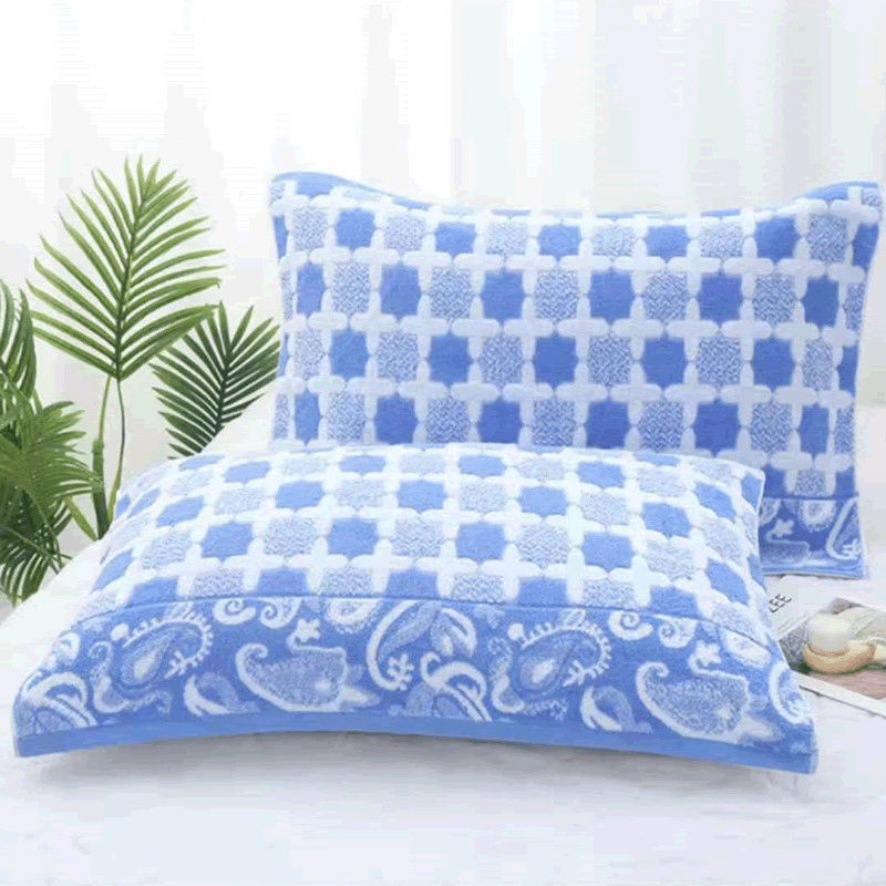 A Pair of Pure Cotton Sweat-Absorbent Towels, Terry Pillow Towels, Single Student Adult Cross Flower High-End Pillow Towels