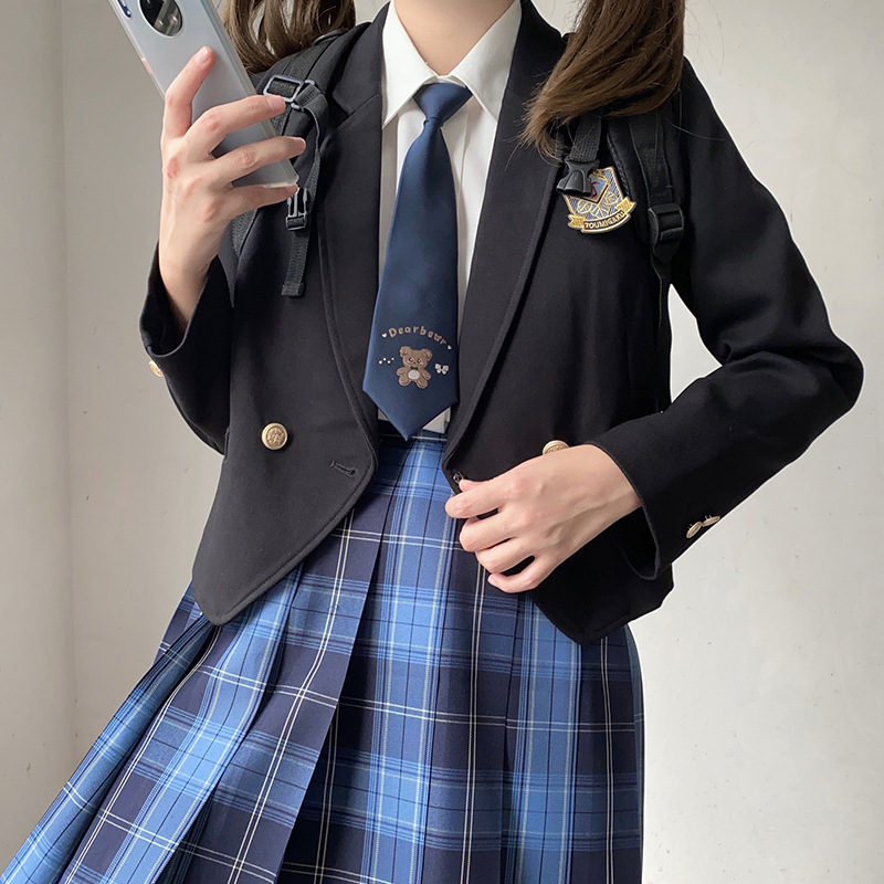 Basic JK Uniform Suit suit School Feeling One Button Small Suit Jacket Female Student Short School Uniform Class Uniform