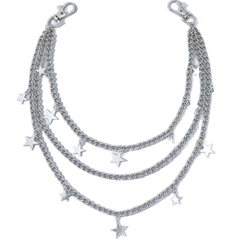 Cross-border Hip-hop Punk Pentagram Pendant Waist Chain Ins Style Fashionable Personalized Multi-layer Metal Chain Pants Chain for Men and Women