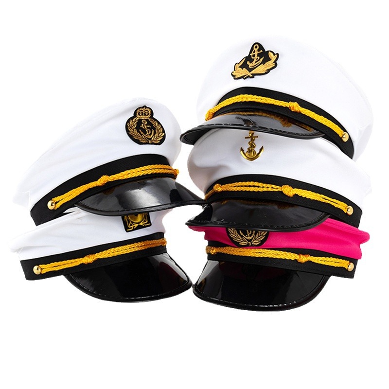 Factory Wholesale Navy Hat White Captain Hat Simple Party Role Play Accessories Prom Performance New Hat