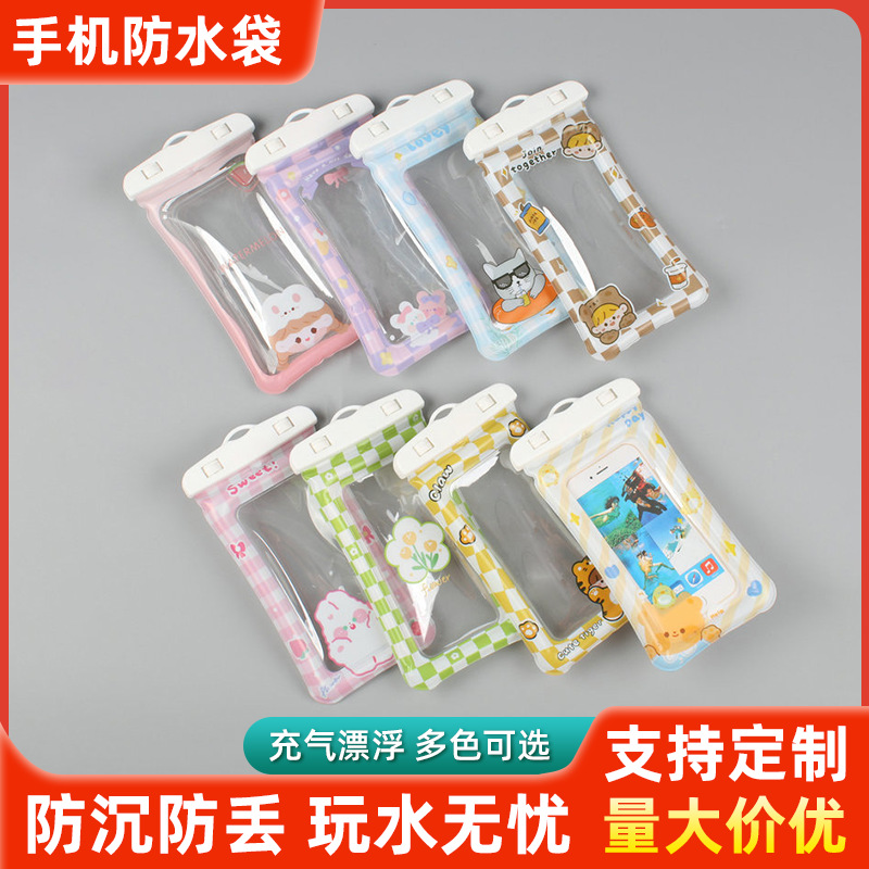 Водонепроницаемая сумка для телефона из ПВХ с мультяшным дизайном для пляжа, сумка для доставки с сенсорным экраном