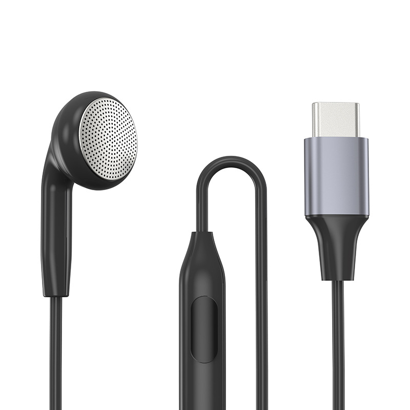 3.5mm unilateral earphone with microphone driver driver driving flat head mobile phone earplug Type C digital chip