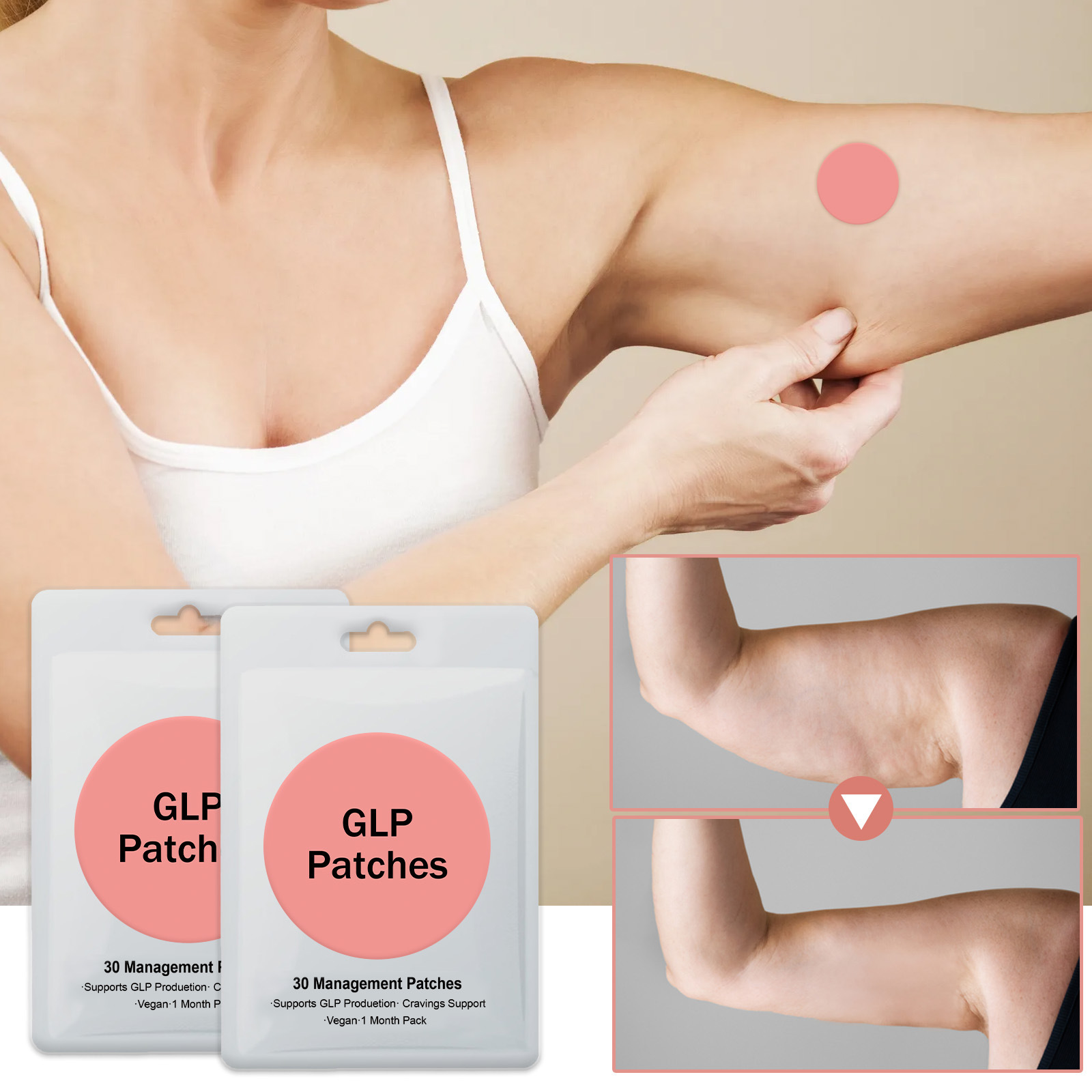 Popular Cross-Border Tk-Style Glp-1 Body Care Patches for Shaping Lazy People's Arms and Abdomen Skin