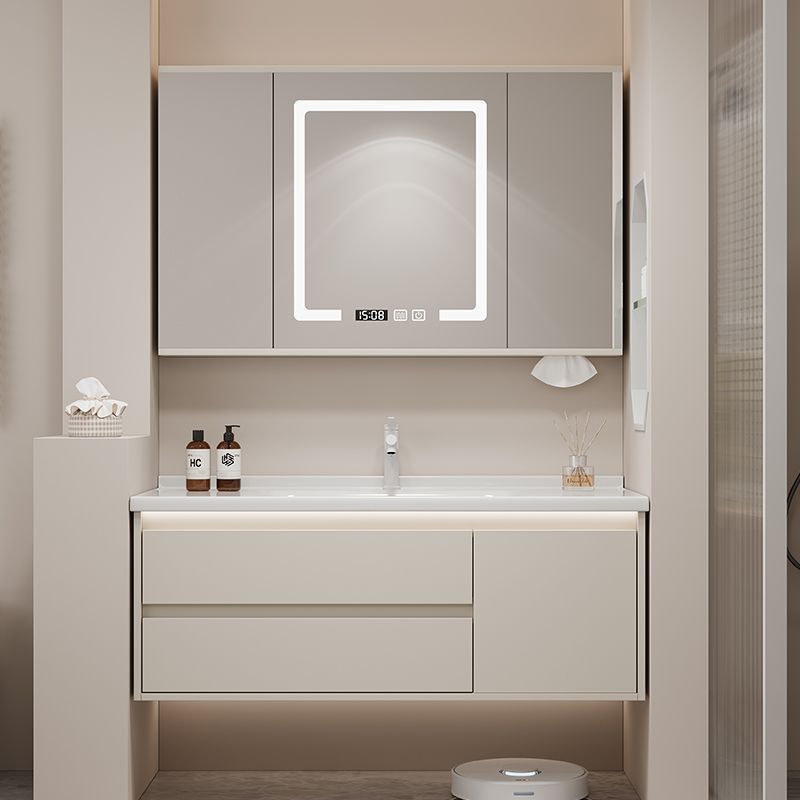 Cream Feng Shui 76 86 96 116 Non-Standard Washbasin Ceramic Integrated Bathroom Cabinet Set