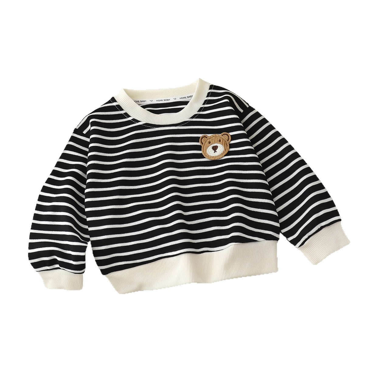 2025 Spring and Autumn Children's Pullover Sweatshirt Long Sleeve Korean Style Jacket Sports and Casual Boys and Girls Baby Striped Tops