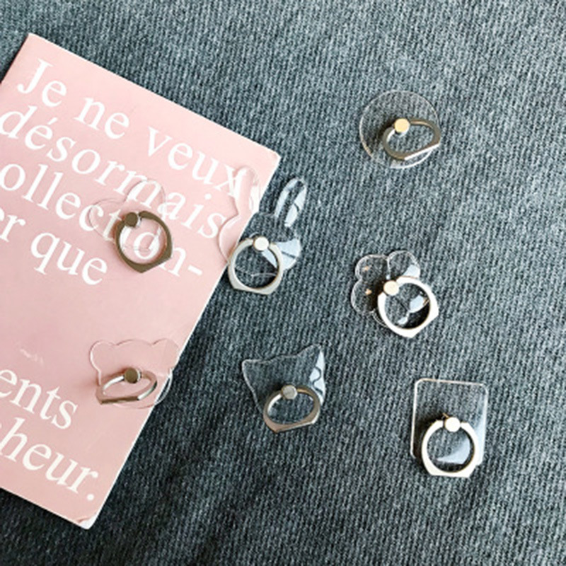 Transparent Crystal mobile phone ring buckle metal ring mobile phone holder creative transparent PC acrylic ring holder