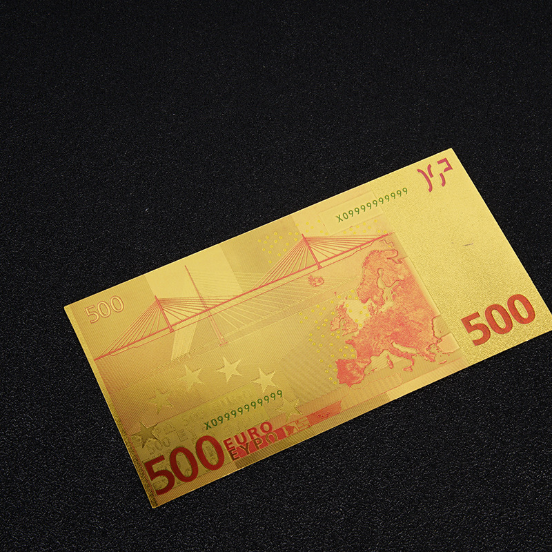 European Euro Money Coin Euro Money Gold Foil Card 5/10/20/50 and Other Amounts of Euros Can Be Customized