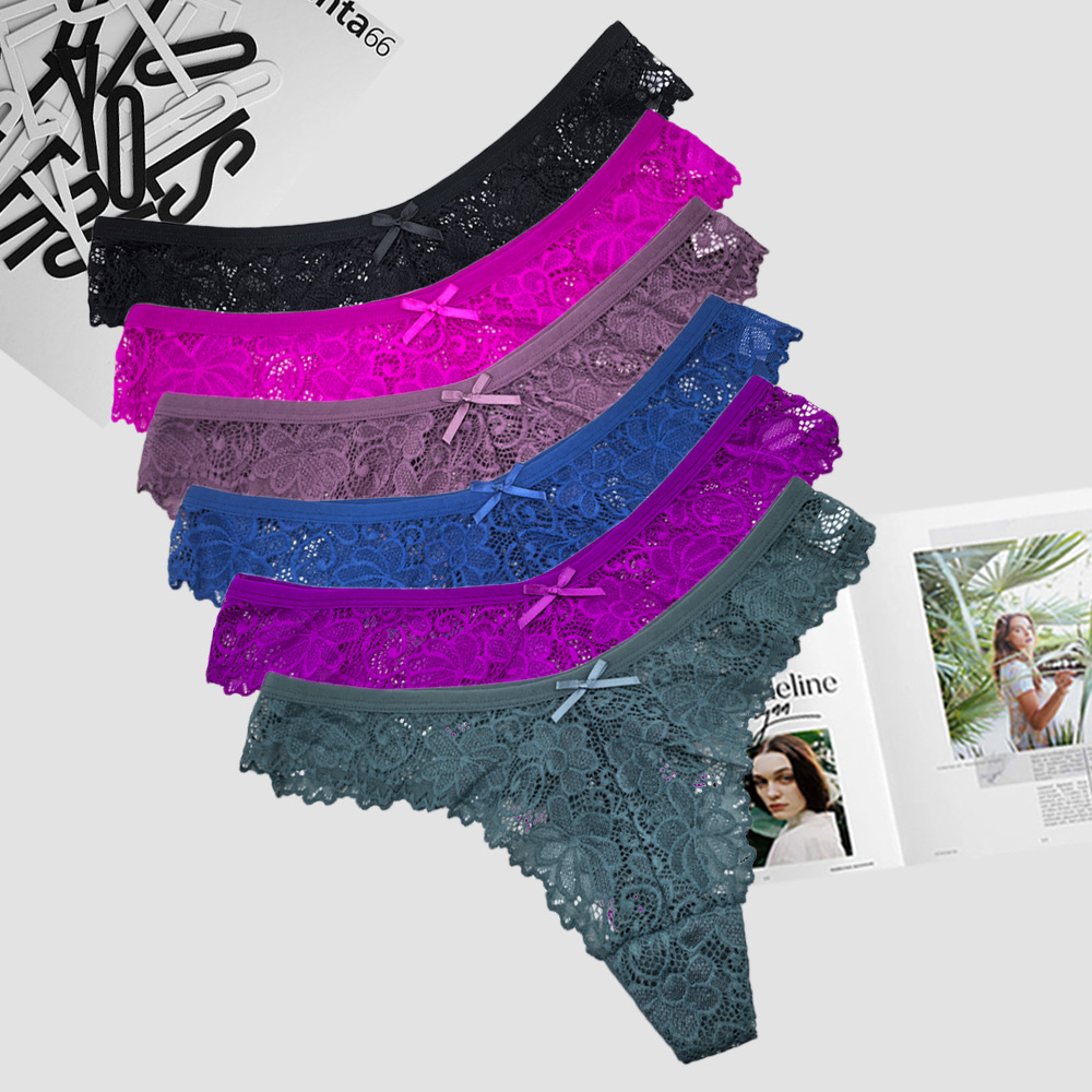 Т-стринг женский европейский и американский кросс-бодерный экспорт сексуальное кружевное нижнее белье низкая талия бесшовные прозрачные Т-штаны
