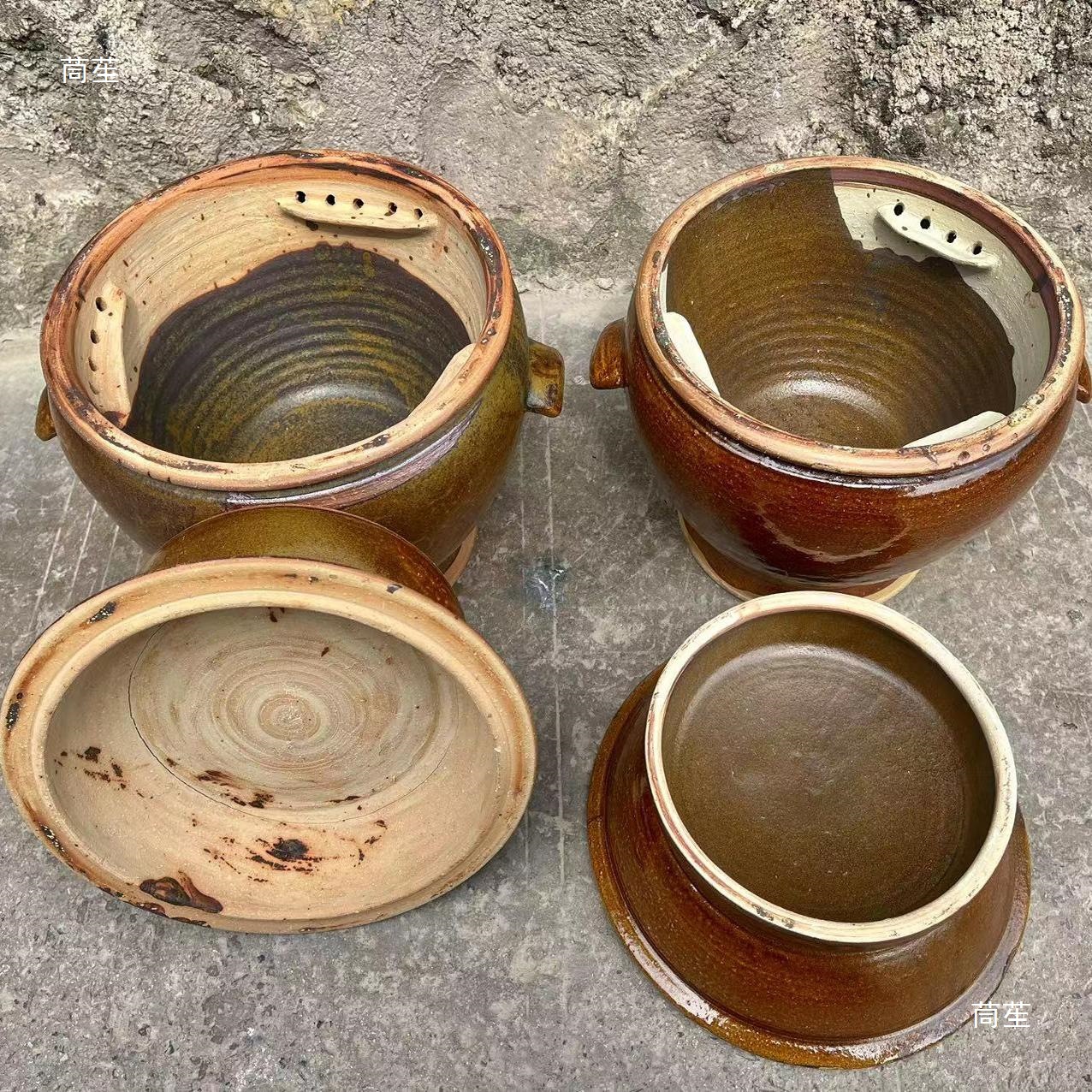 Stoneware Wood-Fired Steaming Chicken Pot Health Soup Pot Water-Separating Steaming Stew Pot Sweat Steaming Bowl Steaming Pot