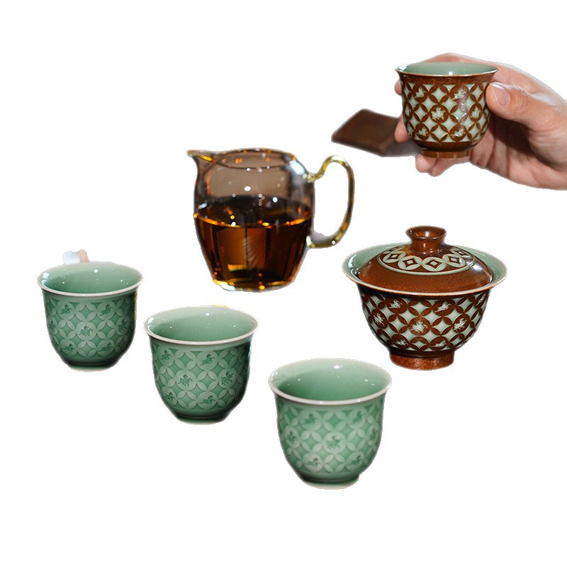 Horse Brings Wealth Copper Coin Kung Fu Tea Set High-End Teapot Tea Cup Travel Set Souvenir 2026