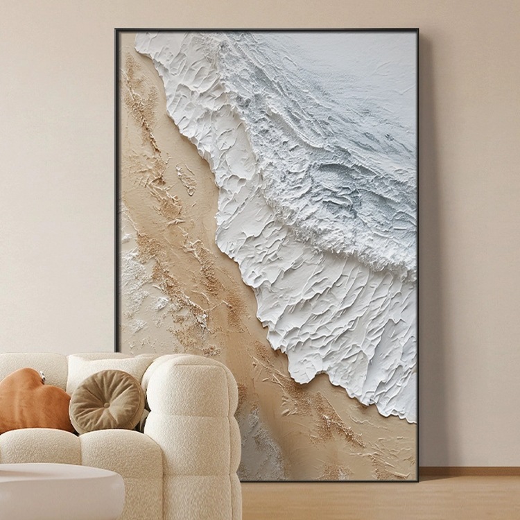 Dafen Oil Painting Village Hand-Painted Wave Texture Painting Cream Style Decorative Painting Abstract Living Room Entrance Sofa Background Mural