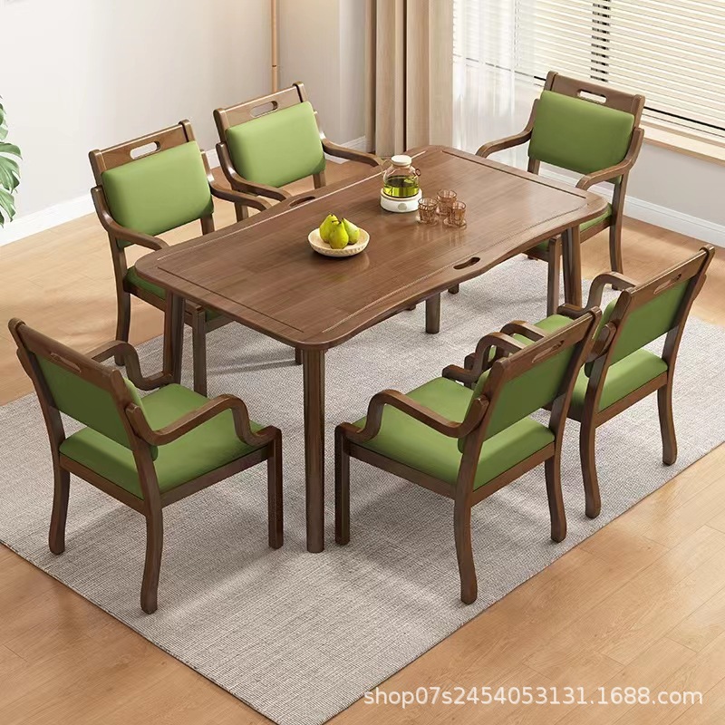 Elderly-Friendly Furniture Solid Wood Elderly Dining Tables and Chairs Nursing Home Elderly Apartment Dining Tables and Chairs Health Care Institution Elderly-Friendly Tables and Chairs