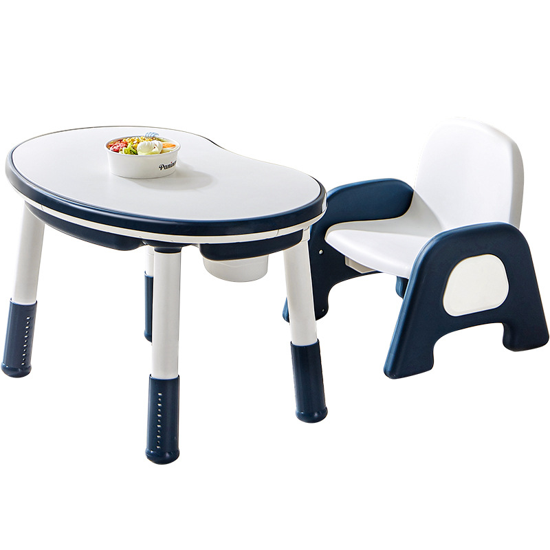Cartoon Children's Sleek Corner Fashion Color Multifunctional Building Blocks Table for Learning to Eat and Play Double-Sided Table