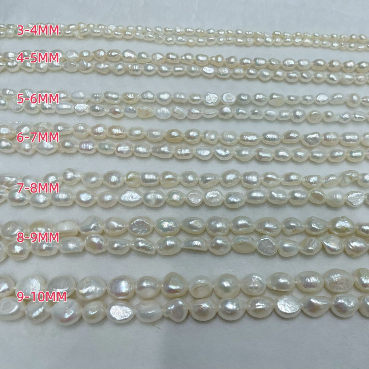 Zhuji Natural Freshwater Pearl 3-10mm Straight Hole Two-Sided Light 3A Semi-Finished Beads Loose Beads DIY Necklace Accessories
