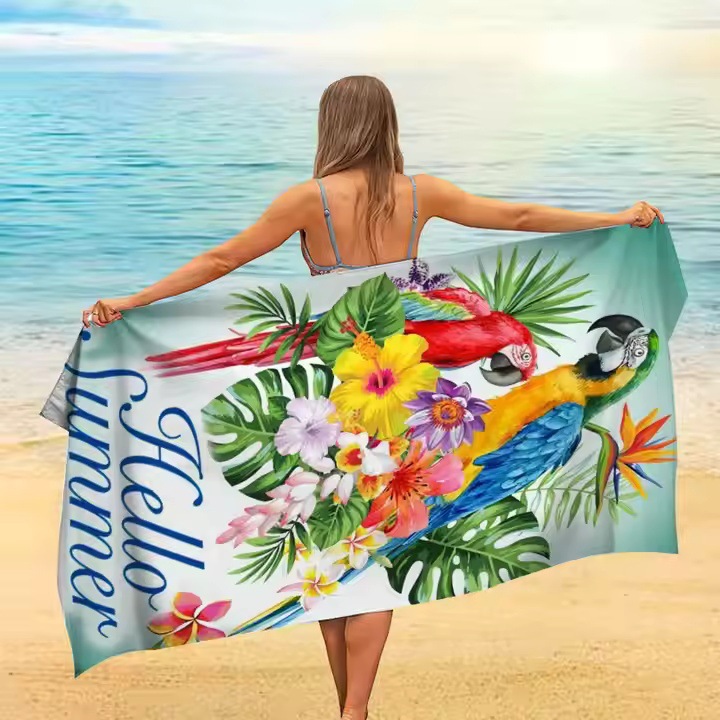 Beach Towel Microfiber Thickeneded Water-Absorbent Men's and Women's Beach Portable Sports Home Large Printed Towel Bath Towel