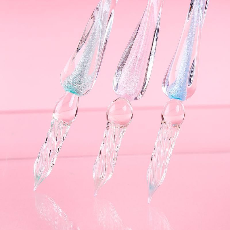 Стеклянная ручка с золотым порошком и цветными чернилами для практики каллиграфии, рисования и граффити, подходит для кристальной ручки в китайском стиле