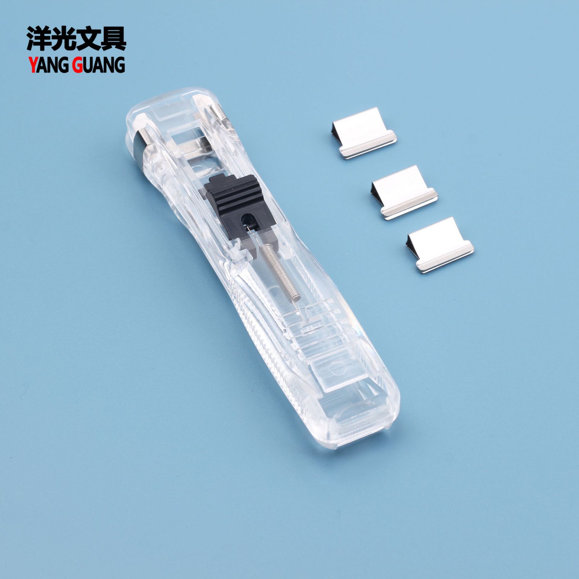 Factory wholesale office stationery medium push clip supplementary clip creative stapler needle-free reusable