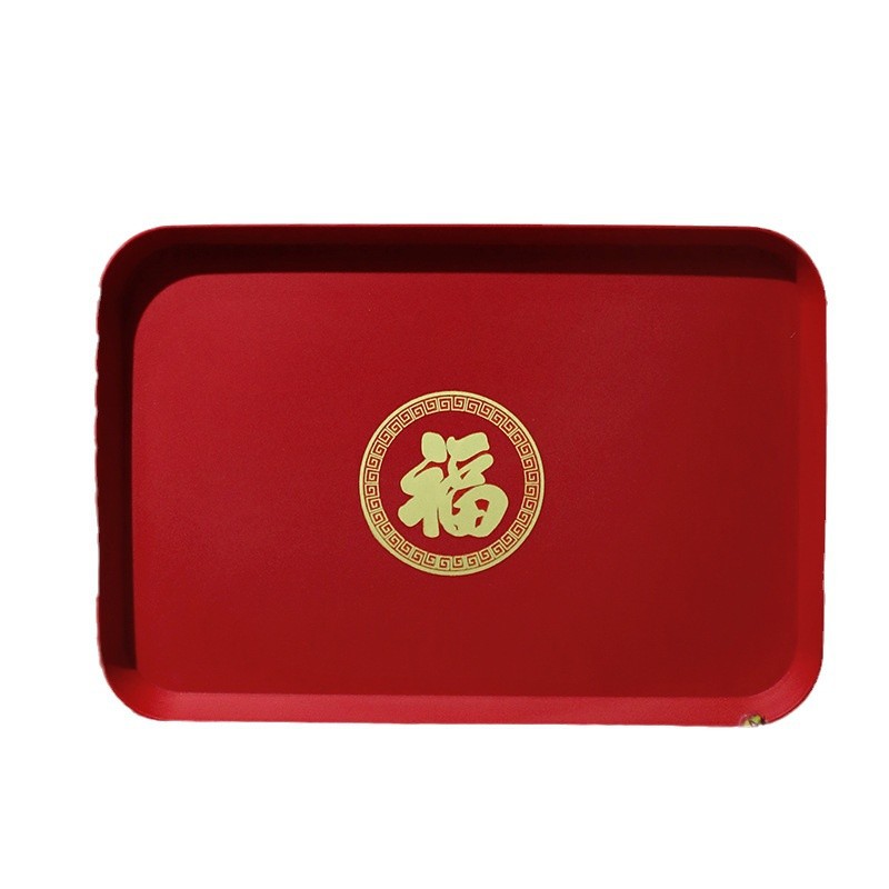 Wedding Happy Plate Festive Red Tray Plastic Plate Tea Tray Wedding Supplies Tea Toast Candy Plate