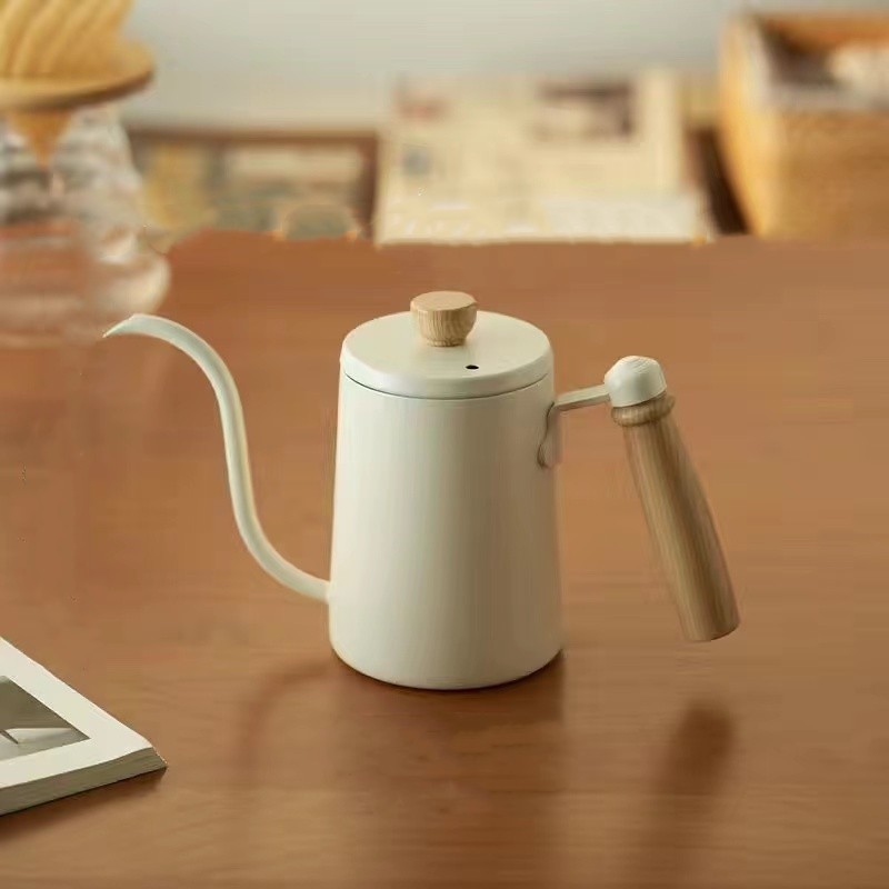 Wooden Handle Hand Pot 304 Stainless Steel Hanging Ear Coffee Pot Thin Mouth Long Mouth Pot