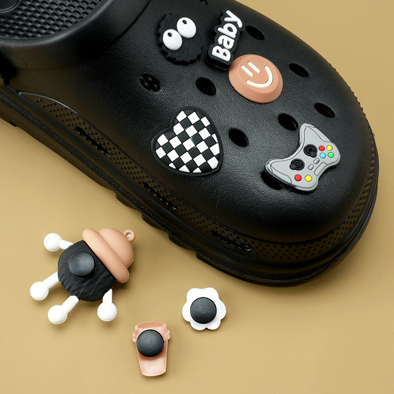 Nylon I-Shaped Buckle Clog Shoe Buckle In-Stock Wholesale Black Shoe Flower Buckle Shoe Flower Base DIY Garden Shoe Buckle