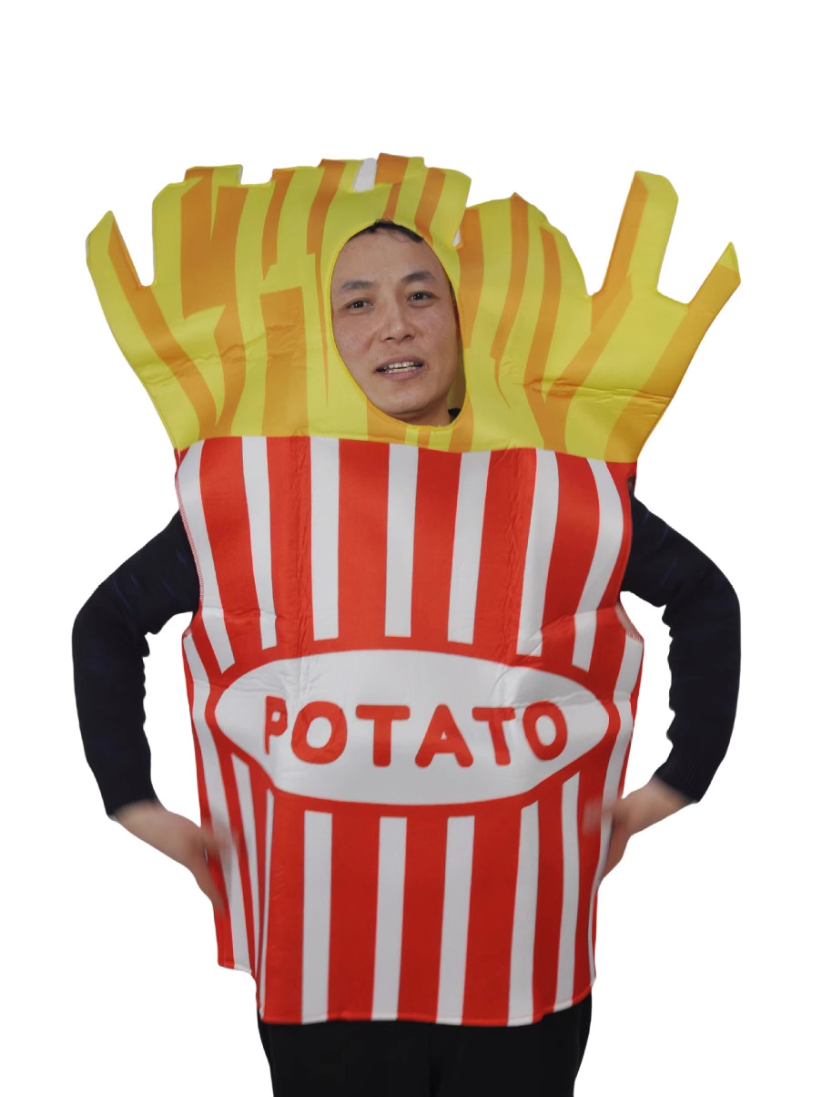 Amazon Halloween Snacks Funny Cosplay Costumes French Fries Adult Men and Women Children Parent-Child Stage Performance Costumes