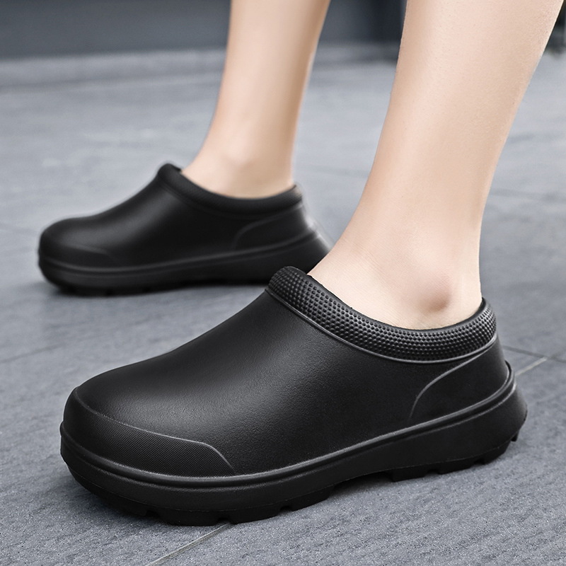 Chef's Shoes Breathable Non-Slip Waterproof and Oil-Proof Kitchen Shoes Men's Spring & Fall Work Shoes Nurse Shoes Rain Boots Women's Water Shoes Black