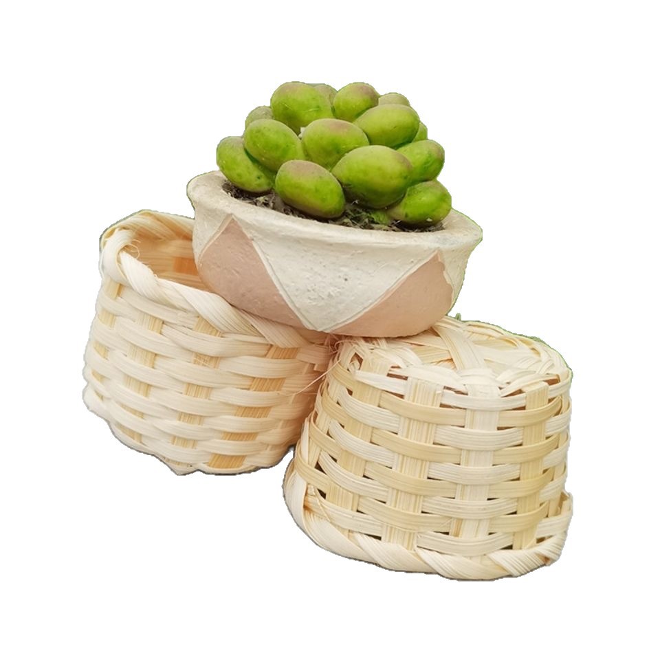 Woven Flower Basket, Small Bamboo Basket, Desktop Miscellaneous Items Organizer, Ice Cream Bamboo Basket, DIY Bamboo Eco-Friendly Basket