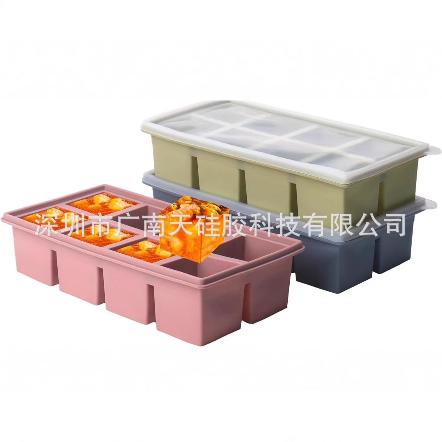 Cross-Border Silicone Frozen Ice Cube Mold Food-Grade Large Ice Cube Tray Silicone Frozen Container Storage Soup Preservation Box