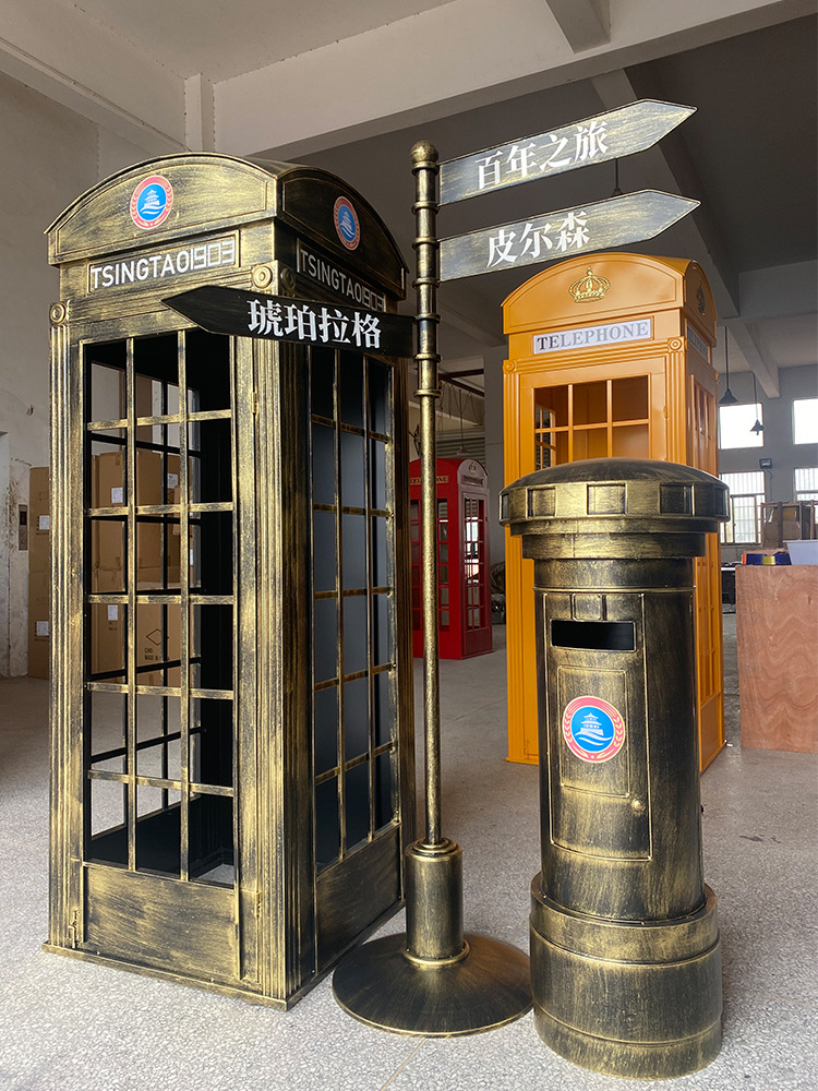 Кованая телефонная кабина, книжная кабина, набор интернет-знаменитости, флюгер, почтовый ящик, наружные водонепроницаемые украшения, мягкие декоративные реквизиты