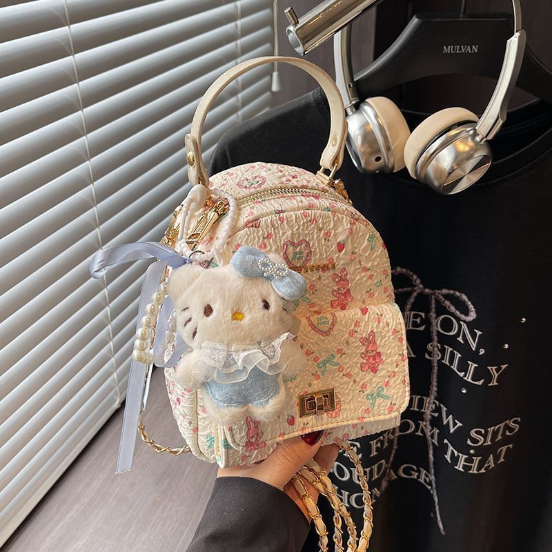 Women's Bag 2025 New Versatile Printed Niche Fashion Design Trendy Foreign Style Chain Simple Backpack E8