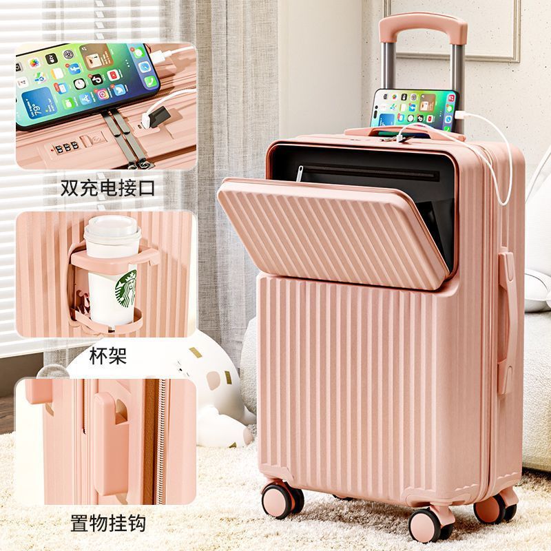 Front-Opening Multifunctional Suitcase, Women's Travel Trolley Case, Sturdy Student Universal Wheel Password Box, Men's Suitcase